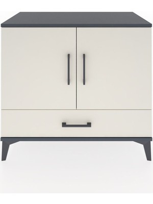 Dienni Hyperion Şifonyer Tek Raflı Tek Çekmeceli 2 Kapaklı 88X44X80 Antrasit-Aytaşı