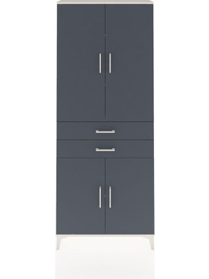Dienni Arges Dolap 4 Raflı 2 Çekmeceli 4 Kapaklı 88X30X221 Aytaşı-Antrasit