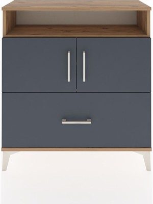 Dienni Arges Şifonyer 3 Raflı Tek Çekmeceli 2 Kapaklı 88X30X96 Çam-Antrasit