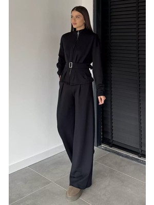 Gülseli Kadın Kemer Detaylı Ceket Bel Lastikli Pantolon Ikili Takım P-00018849