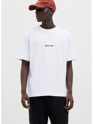 Jack & Jones Bisiklet Yaka Beyaz Erkek T-Shirt 12282892_JORNORREBRO Emb Tee Ss Cre
