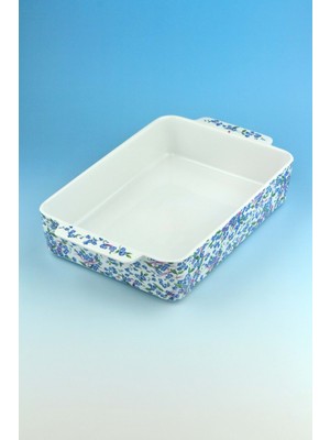 Bursa Porselen Dekor Mavi Mine Dikdörtgen Porselen Tepsi