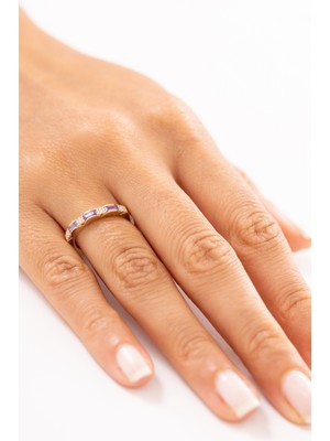 Zeyd Jewelry Lacivert Mineli ve Tektaş Efektli 14 Ayar Altın Yüzük