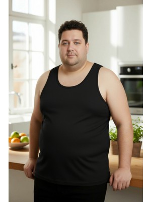 Erdenay Tekstil Büyük Beden Pamuklu Erkek Atleti 6'lı Paket - Siyah