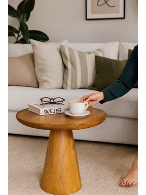 Nord Ahşap Orta Sehpa Tik Ağacı Renk Mantar Sehpa