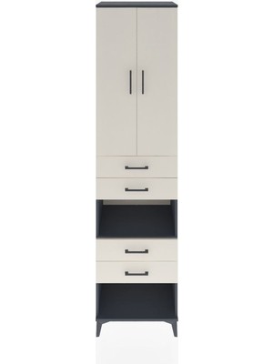 Dienni Hyperion Dolap 4 Raflı 4 Çekmeceli 2 Kapaklı 60X44X243 Antrasit-Aytaşı