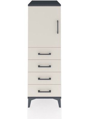 Dienni Kronos Dolap 2 Raflı 4 Çekmeceli Tek Kapaklı 44X59X134 Antrasit-Aytaşı