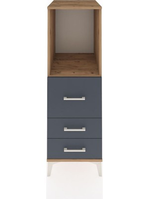 Dienni Kronos Dolap Tek Raflı 3 Çekmeceli 44X59X134 Çam-Antrasit