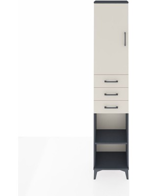 Dienni Arges Dolap 4 Raflı 3 Çekmeceli Tek Kapaklı 44X30X221 Antrasit-Aytaşı