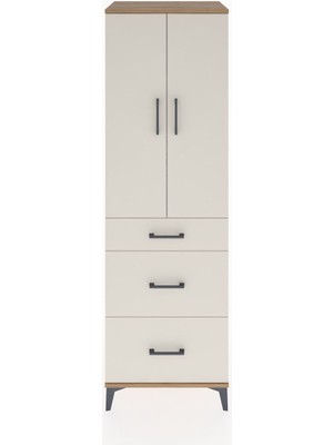 Dienni Hyperion Dolap 3 Raflı 3 Çekmeceli 2 Kapaklı 60X44X195 Çam-Aytaşı