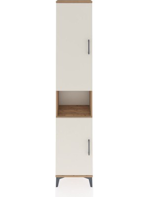 Dienni Arges Dolap 4 Raflı 2 Kapaklı Tek Askılı 44X30X221 Çam-Aytaşı