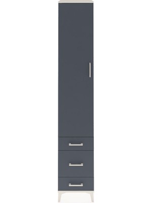 Dienni Hyperion Dolap 3 Raflı 3 Çekmeceli Tek Askılı 44X44X243 Aytaşı-Antrasit