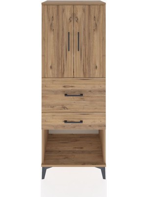 Dienni Hyperion Dolap 3 Raflı 2 Çekmeceli 2 Kapaklı 60X44X163 Çam-Çam