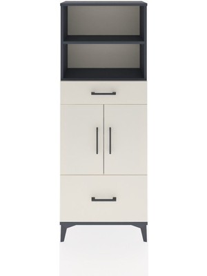 Dienni Arges Dolap 4 Raflı 2 Çekmeceli 2 Kapaklı 60X30X163 Antrasit-Aytaşı