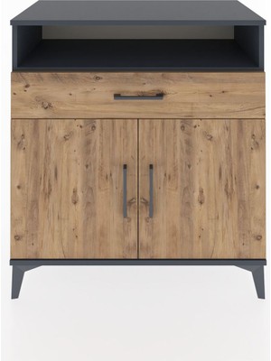 Dienni Hyperion Şifonyer 2 Raflı Tek Çekmeceli 2 Kapaklı 88X44X96 Antrasit-Çam