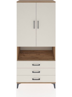 Dienni Hyperion Dolap 4 Raflı 3 Çekmeceli 2 Kapaklı 88X44X195 Çam-Aytaşı