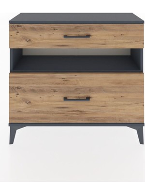 Dienni Arges Şifonyer Tek Raflı 2 Çekmeceli 88X30X80 Antrasit-Çam