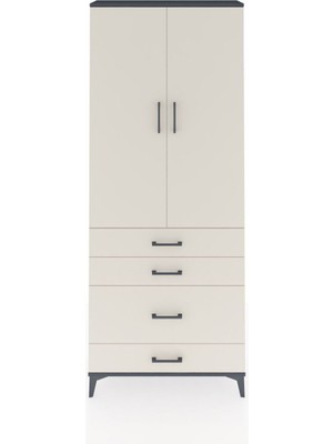 Dienni Arges Dolap 3 Raflı 4 Çekmeceli 2 Kapaklı 88X30X221 Antrasit-Aytaşı