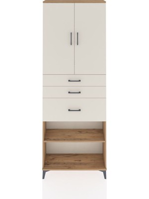 Dienni Arges Dolap 4 Raflı 3 Çekmeceli 2 Kapaklı 88X30X243 Çam-Aytaşı