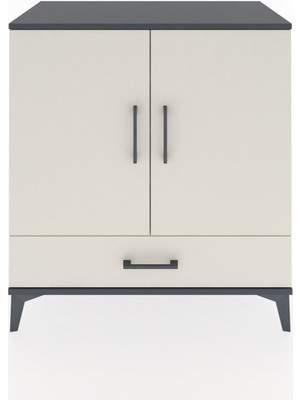 Dienni Hyperion Şifonyer 4 Raflı Tek Çekmeceli 2 Kapaklı 88X44X96 Antrasit-Aytaşı