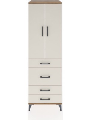 Dienni Hyperion Dolap 3 Raflı 4 Çekmeceli 2 Kapaklı 60X44X195 Çam-Aytaşı