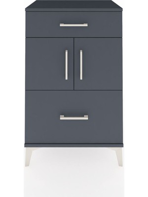 Dienni Hyperion Komodin Tek Raflı 2 Çekmeceli 2 Kapaklı 60X44X96 Antrasit-Antrasit