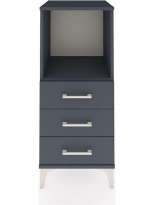 Dienni Hyperion Komodin Tek Raflı 3 Çekmeceli 44X44X106 Antrasit-Antrasit