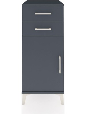 Dienni Hyperion Komodin Tek Raflı 2 Çekmeceli Tek Kapaklı 44X44X106 Antrasit-Antrasit