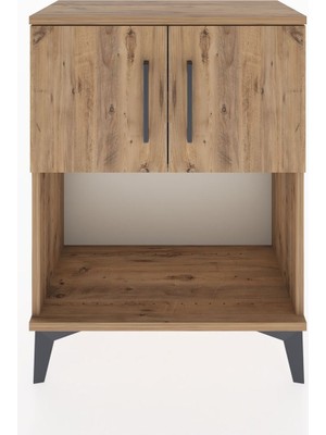 Dienni Arges Komodin 2 Raflı 2 Kapaklı 60X30X80 Çam-Çam