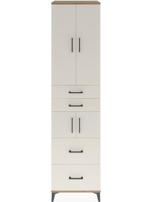 Dienni Hyperion Dolap 4 Raflı 4 Çekmeceli 4 Kapaklı 60X44X243 Çam-Aytaşı