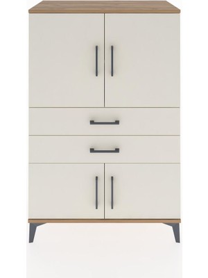 Dienni Hyperion Dolap 2 Raflı 2 Çekmeceli 4 Kapaklı 88X44X134 Çam-Aytaşı