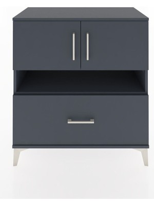 Dienni Hyperion Şifonyer 2 Raflı Tek Çekmeceli 2 Kapaklı 88X44X96 Antrasit-Antrasit