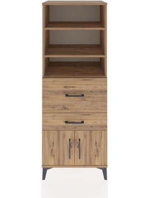 Dienni Hyperion Dolap 3 Raflı 2 Çekmeceli 2 Kapaklı 60X44X163 Çam-Çam