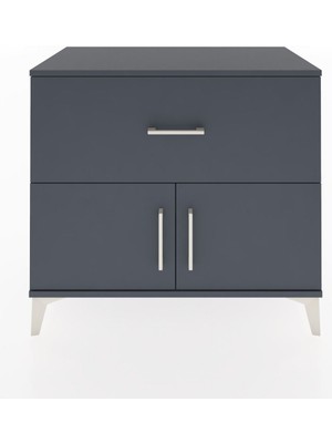 Dienni Hyperion Şifonyer Tek Çekmeceli 2 Kapaklı 88X44X80 Antrasit-Antrasit