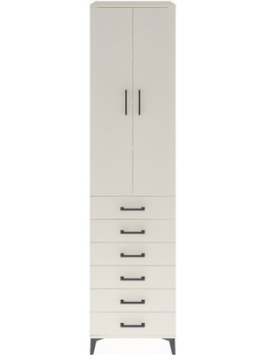 Dienni Hyperion Dolap 4 Raflı 6 Çekmeceli 2 Kapaklı 60X44X243 Aytaşı-Aytaşı