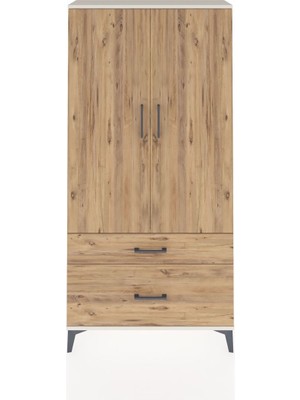 Dienni Arges Dolap 4 Raflı 2 Çekmeceli 2 Kapaklı 88X30X182 Aytaşı-Çam