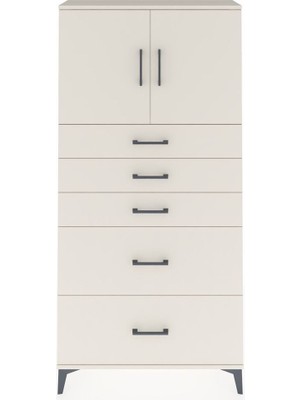 Dienni Arges Dolap 2 Raflı 5 Çekmeceli 2 Kapaklı 88X30X182 Aytaşı-Aytaşı