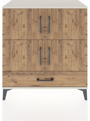 Dienni Hyperion Şifonyer 2 Raflı Tek Çekmeceli 4 Kapaklı 88X44X96 Aytaşı-Çam
