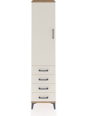 Dienni Hyperion Dolap 2 Raflı 4 Çekmeceli Tek Askılı 44X44X195 Çam-Aytaşı