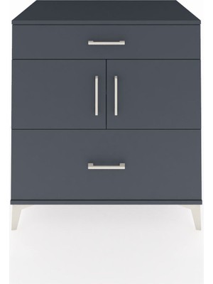 Dienni Kronos Şifonyer 2 Raflı 2 Çekmeceli 2 Kapaklı 88X59X96 Antrasit-Antrasit