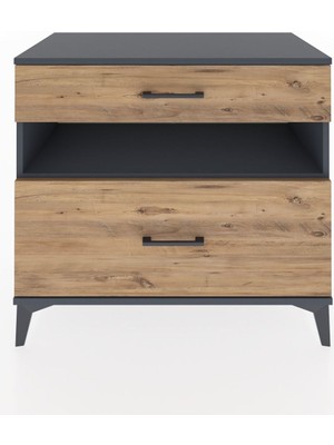 Dienni Hyperion Şifonyer Tek Raflı 2 Çekmeceli 88X44X80 Antrasit-Çam