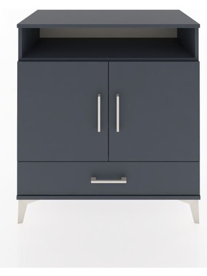 Dienni Hyperion Şifonyer 4 Raflı Tek Çekmeceli 2 Kapaklı 88X44X96 Antrasit-Antrasit