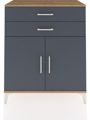 Dienni Hyperion Şifonyer Tek Raflı 2 Çekmeceli 2 Kapaklı 88X44X106 Çam-Antrasit