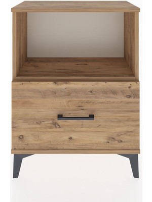 Dienni Arges Komodin Tek Raflı Tek Çekmeceli 60X30X80 Çam-Çam