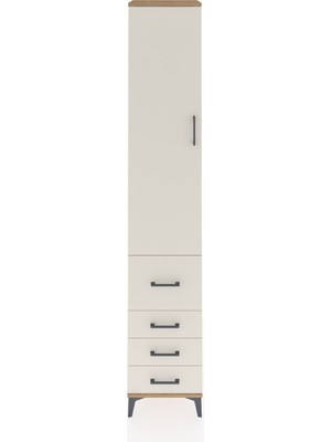 Dienni Hyperion Dolap 2 Raflı 4 Çekmeceli Tek Askılı 44X44X243 Çam-Aytaşı