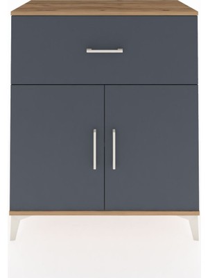 Dienni Hyperion Şifonyer Tek Raflı Tek Çekmeceli 2 Kapaklı 88X44X106 Çam-Antrasit