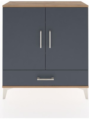 Dienni Arges Şifonyer 3 Raflı Tek Çekmeceli 2 Kapaklı 88X30X96 Çam-Antrasit