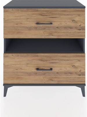 Dienni Hyperion Şifonyer Tek Raflı 2 Çekmeceli 88X44X96 Antrasit-Çam