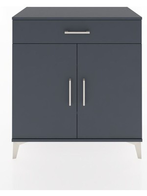 Dienni Hyperion Şifonyer 2 Raflı Tek Çekmeceli 2 Kapaklı 88X44X96 Antrasit-Antrasit