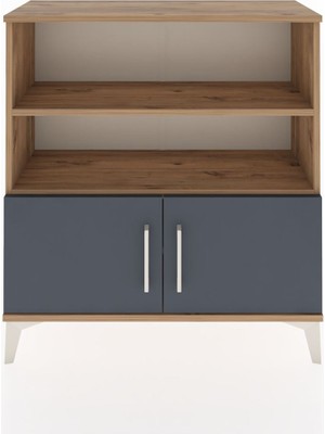 Dienni Arges Şifonyer 3 Raflı 2 Kapaklı 88X30X96 Çam-Antrasit